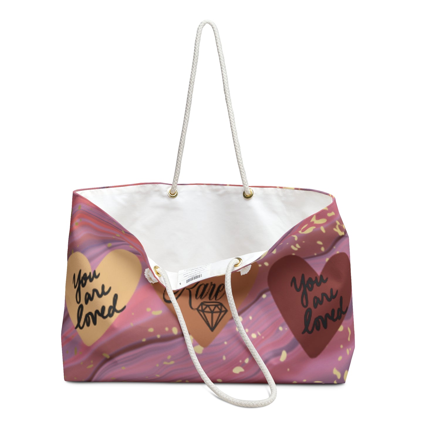 Love & Boldness Weekender Bag - Stylish Pink Marble Travel Tote