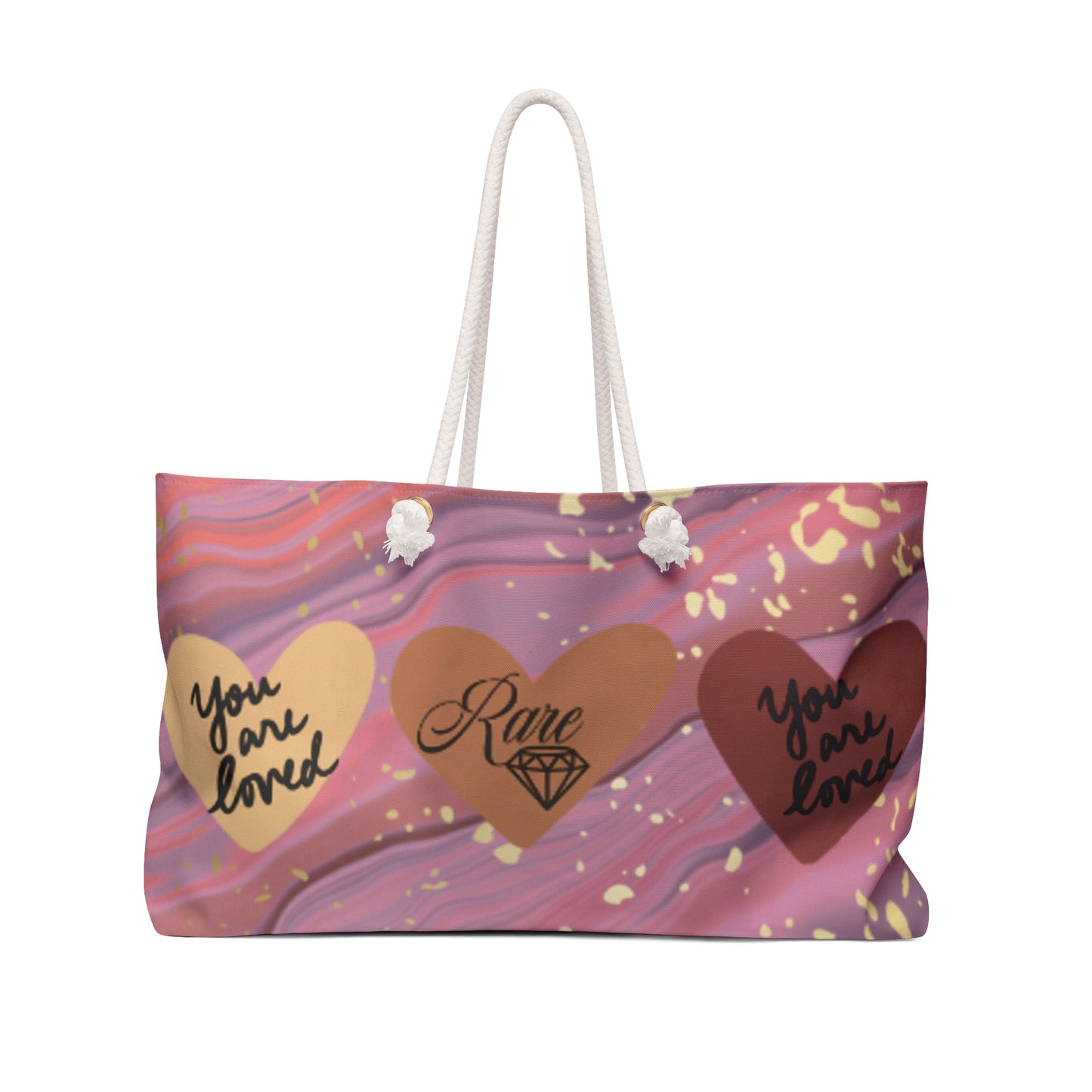 Love & Boldness Weekender Bag - Stylish Pink Marble Travel Tote