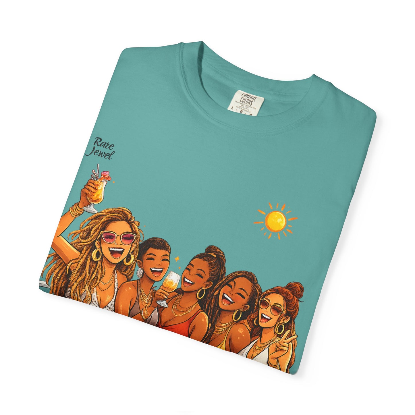 Sunshine & Rare Vibes  Graphic T-Shirt — 'Besties' Summer Group Illustration