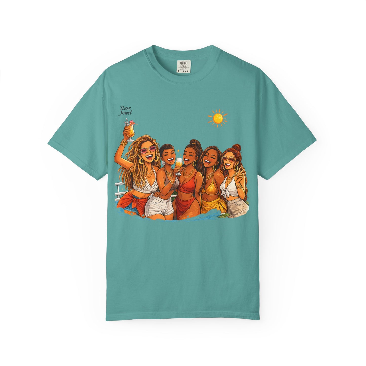 Sunshine & Rare Vibes  Graphic T-Shirt — 'Besties' Summer Group Illustration