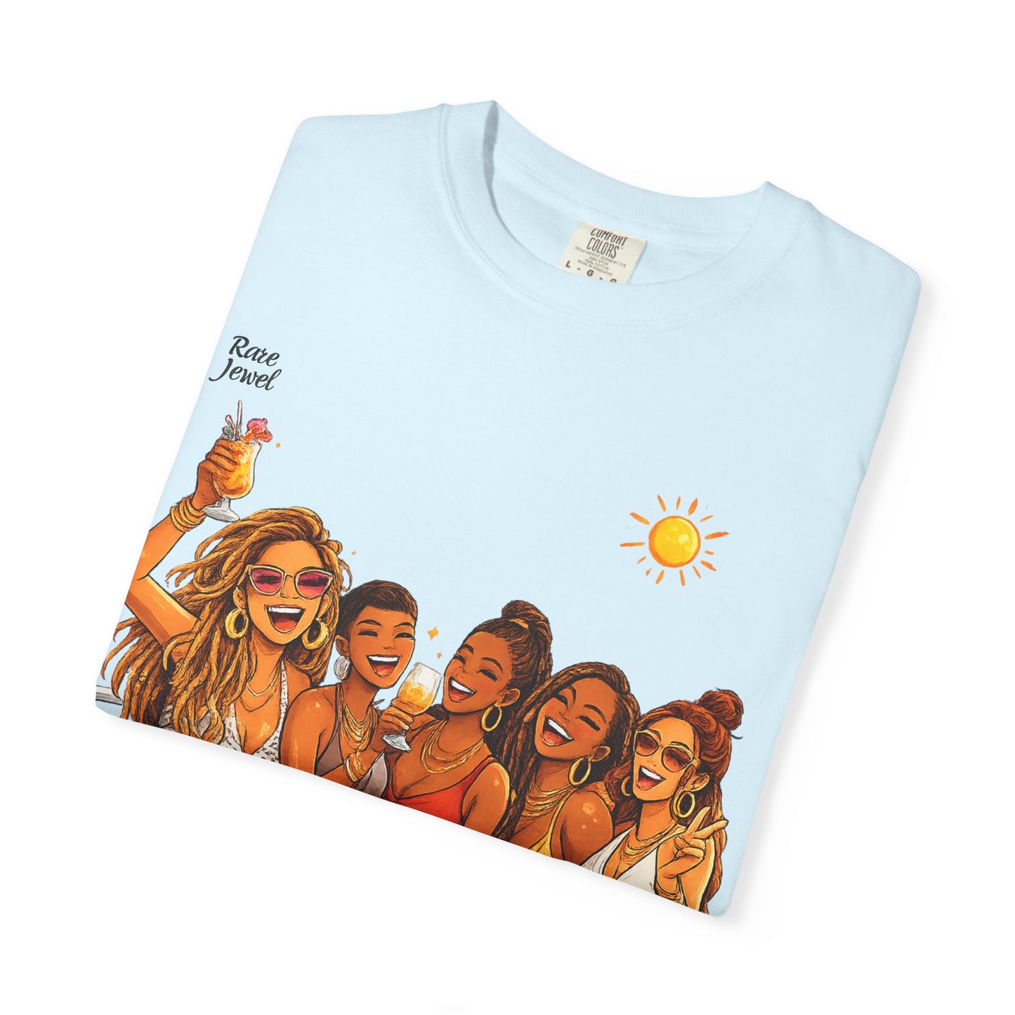 Sunshine & Rare Vibes  Graphic T-Shirt — 'Besties' Summer Group Illustration