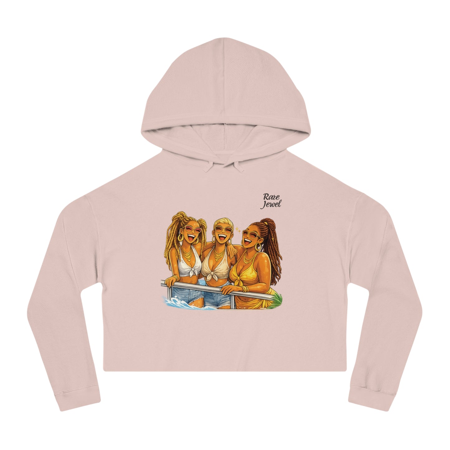 Cropped Hoodie — 'Rare Jewel' Beach Babe Graphic Crop Top