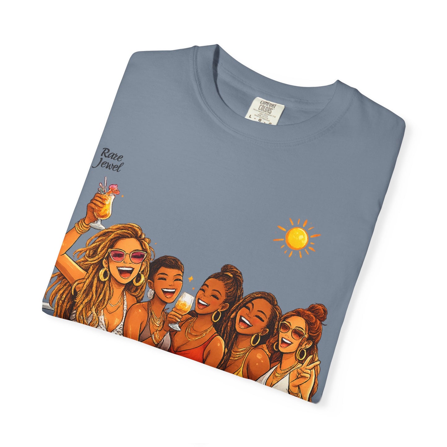 Sunshine & Rare Vibes  Graphic T-Shirt — 'Besties' Summer Group Illustration