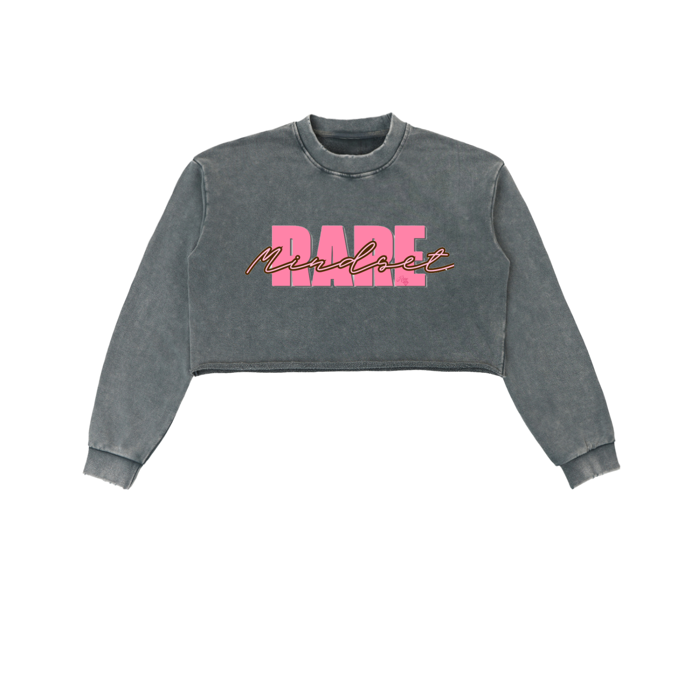 Rare Over Regular Snow Washed Raw Edge Cropped Sweatshirt
