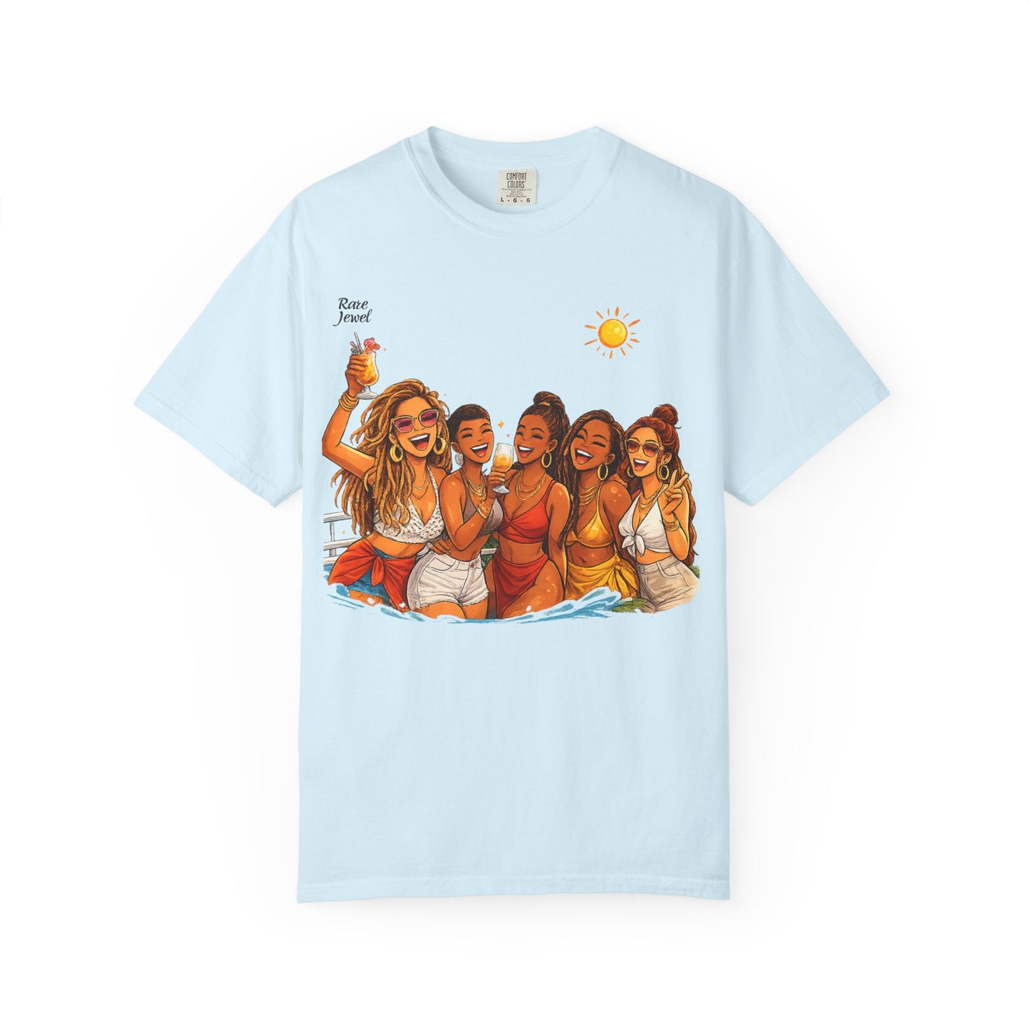 Sunshine & Rare Vibes  Graphic T-Shirt — 'Besties' Summer Group Illustration