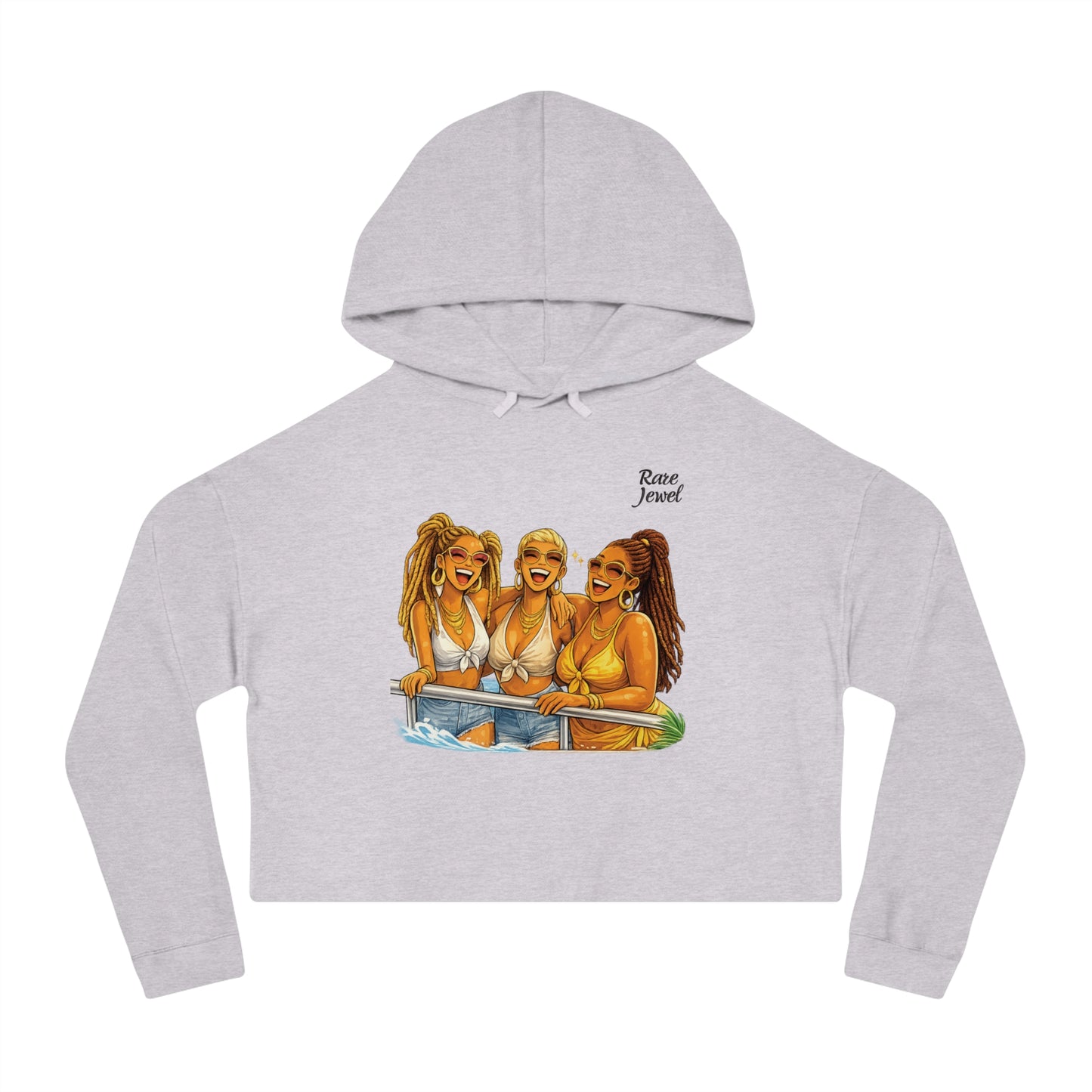 Cropped Hoodie — 'Rare Jewel' Beach Babe Graphic Crop Top