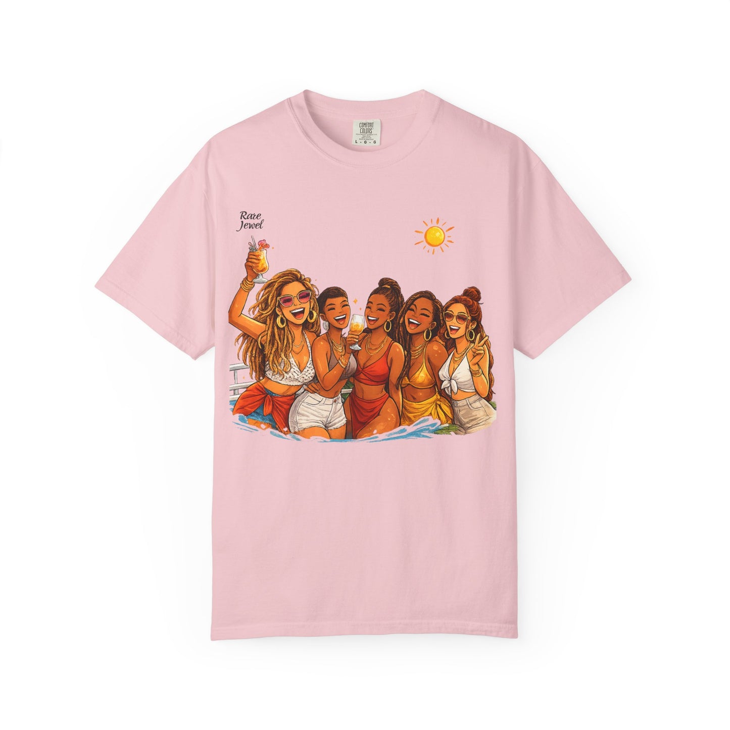 Sunshine & Rare Vibes  Graphic T-Shirt — 'Besties' Summer Group Illustration