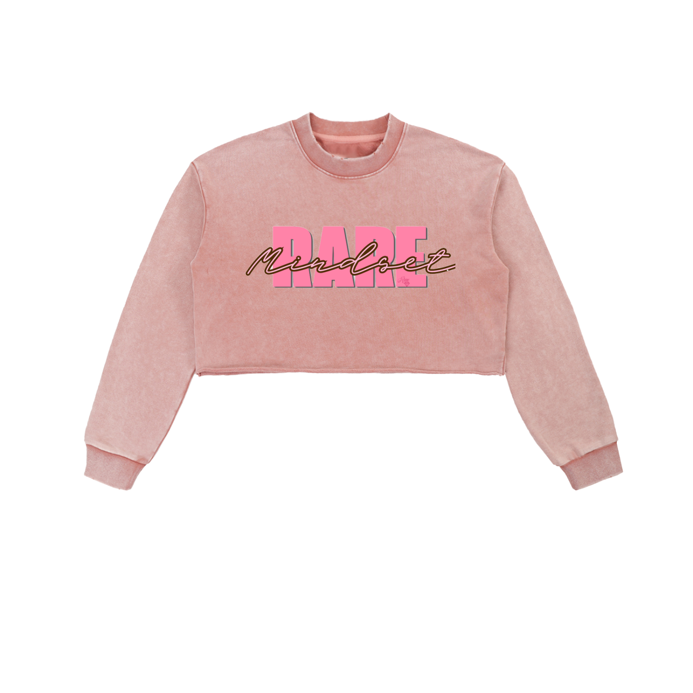 Rare Over Regular Snow Washed Raw Edge Cropped Sweatshirt