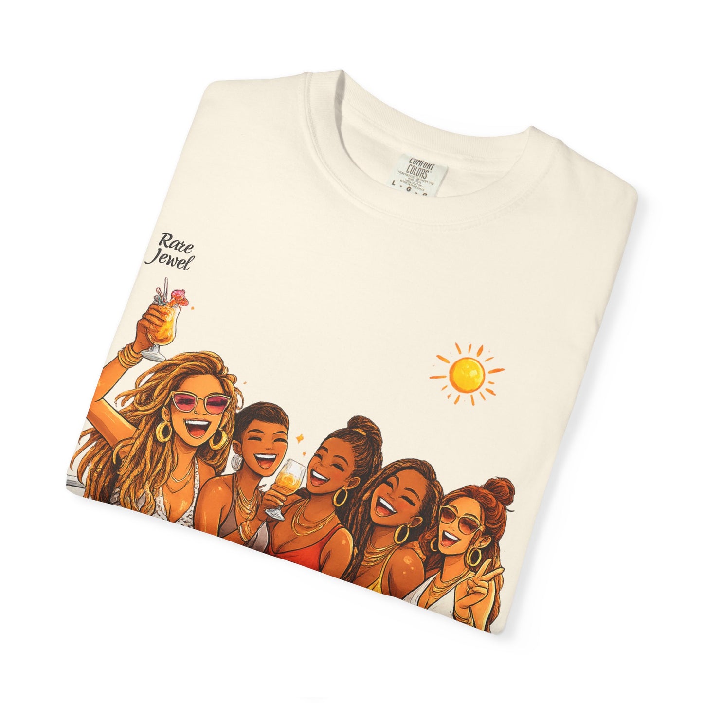 Sunshine & Rare Vibes  Graphic T-Shirt — 'Besties' Summer Group Illustration