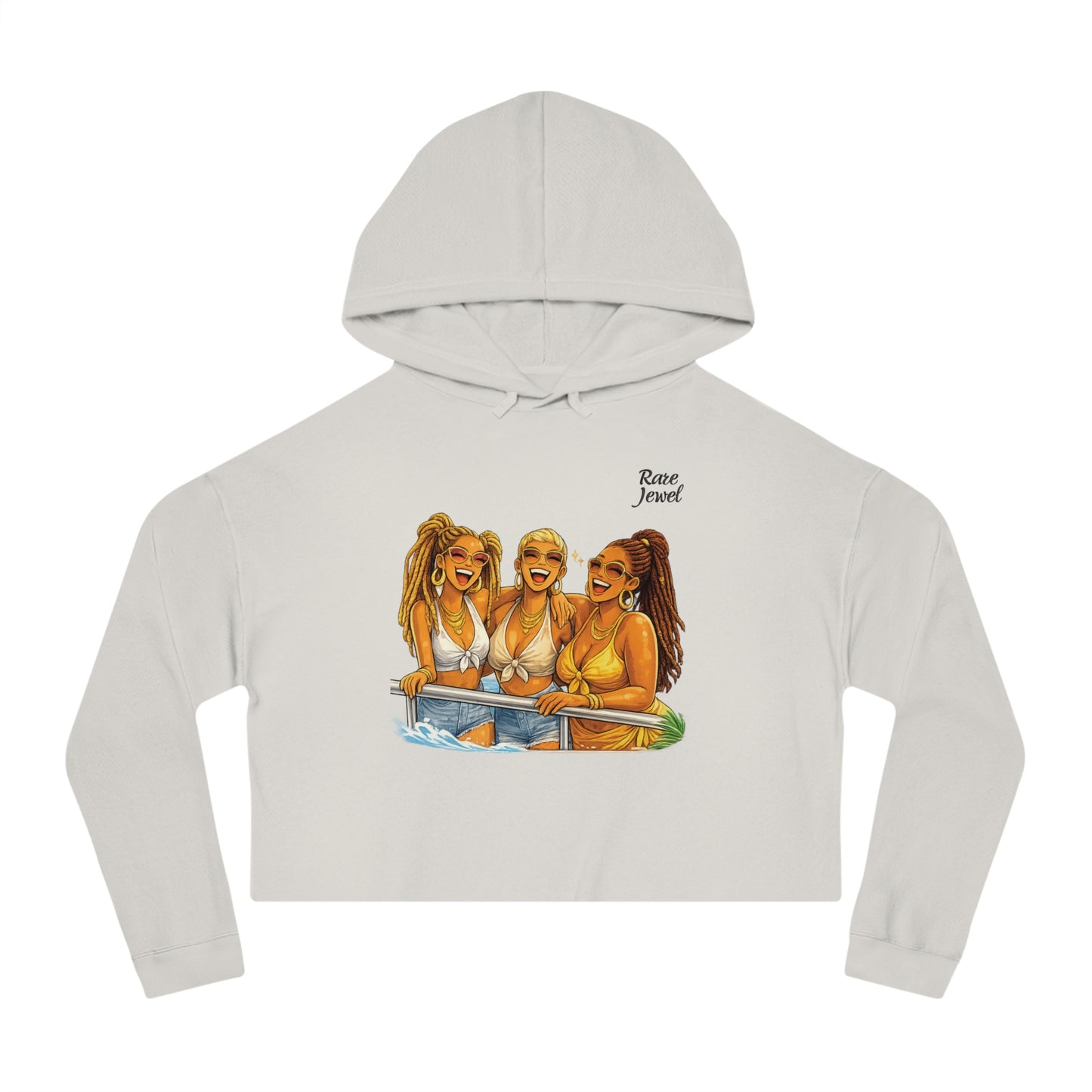 Cropped Hoodie — 'Rare Jewel' Beach Babe Graphic Crop Top