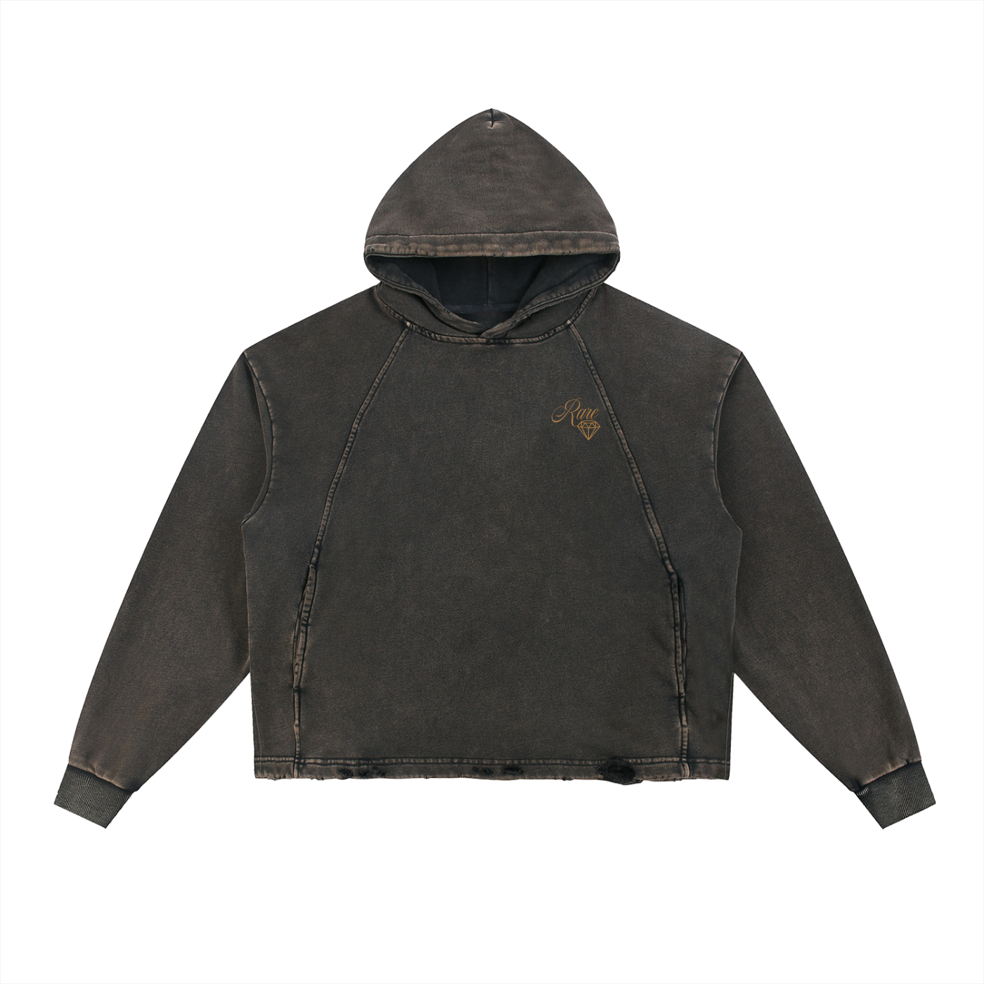 Vintage Washed Frayed-Hem Hoodie