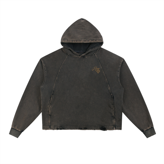 Vintage Washed Frayed-Hem Hoodie