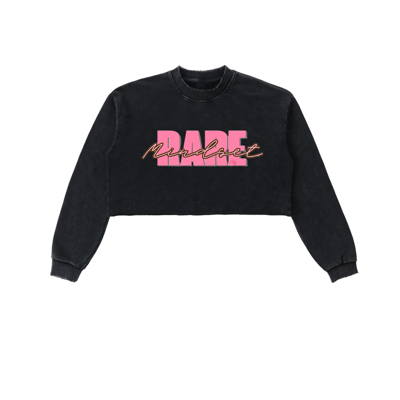 Rare Over Regular Snow Washed Raw Edge Cropped Sweatshirt