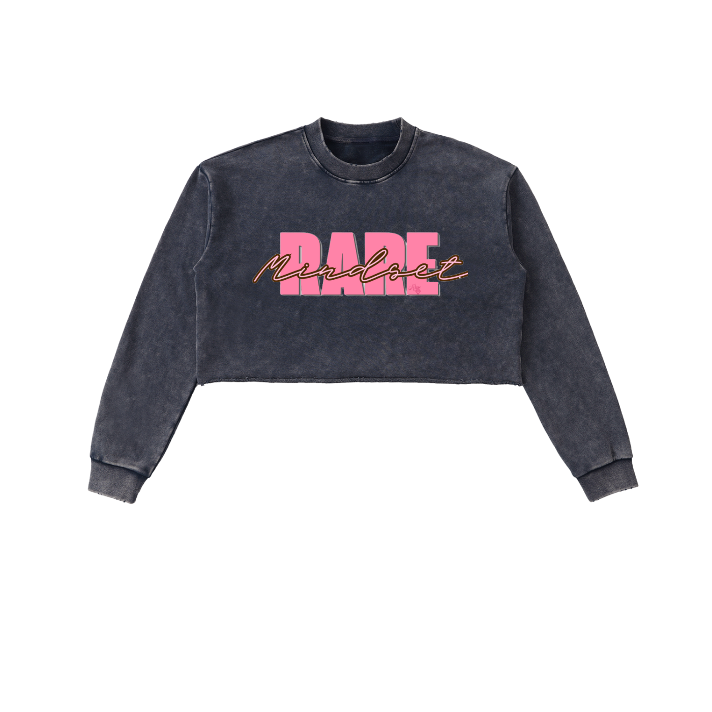 Rare Over Regular Snow Washed Raw Edge Cropped Sweatshirt