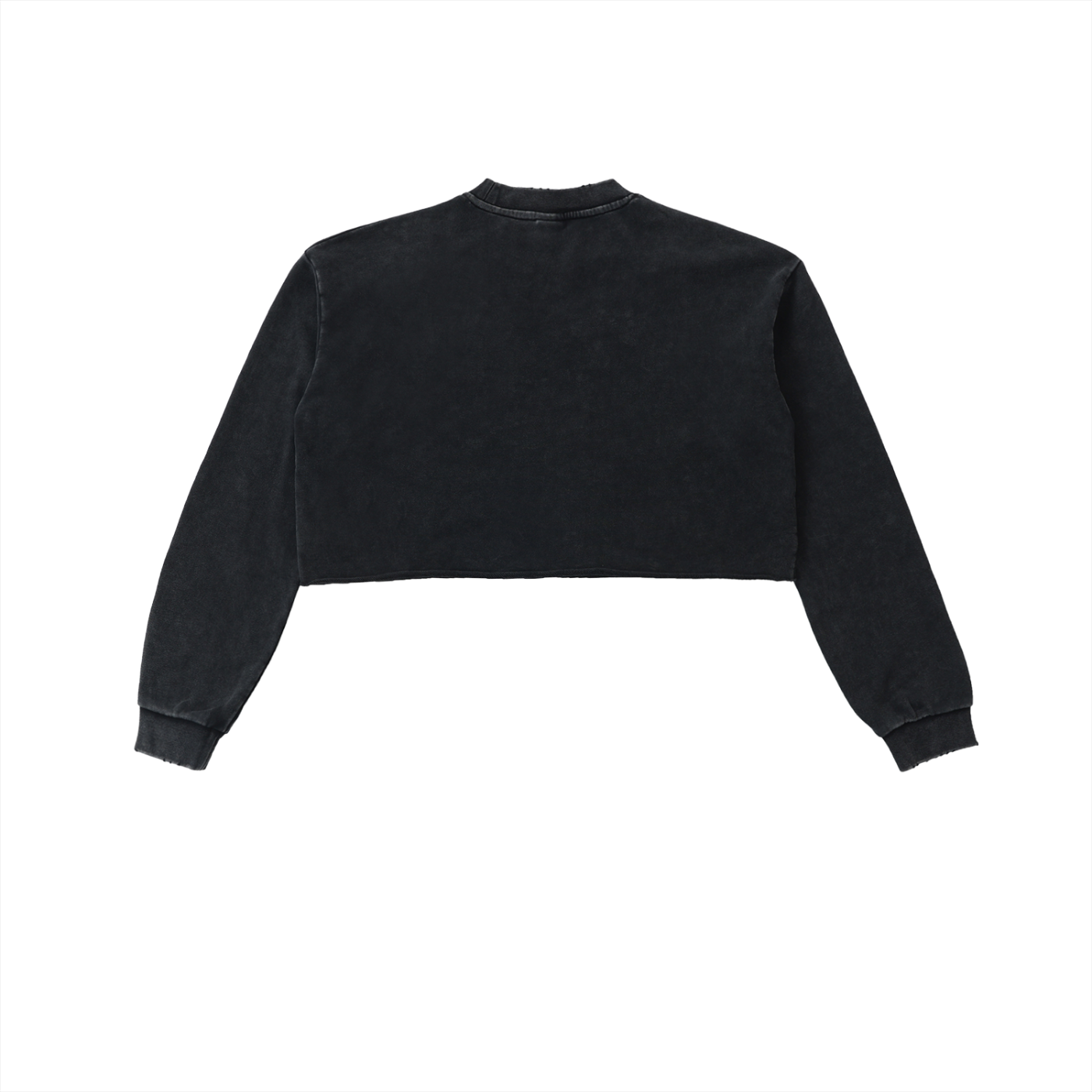 Rare Over Regular Snow Washed Raw Edge Cropped Sweatshirt